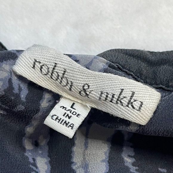 Robbi & Nikki Women's 100% Silk Watercolor Striped Design Open Back Top Size L - Picture 4 of 9